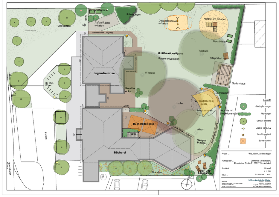 Plan der neuen Gartenanlage der Villa Jebsen